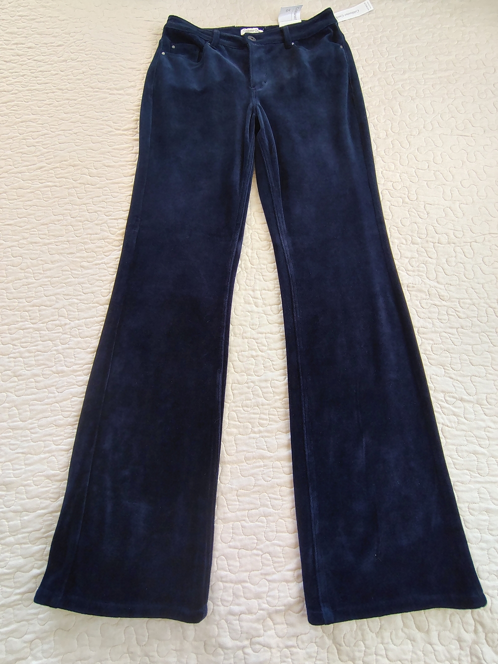 NWT Coldwater Creek Natural Fit Navy Blue Velvet Bootcut Pants 10